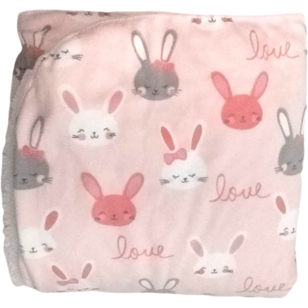 Snuglyβ Baby Pink Bunny Blanket Plush Love Sherpa 123745 Soft White Gray Girl